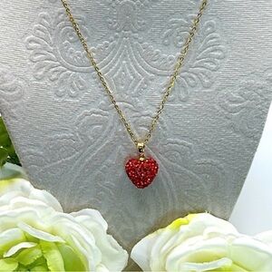 Red Heart Crystal Pendant Necklace NEW!